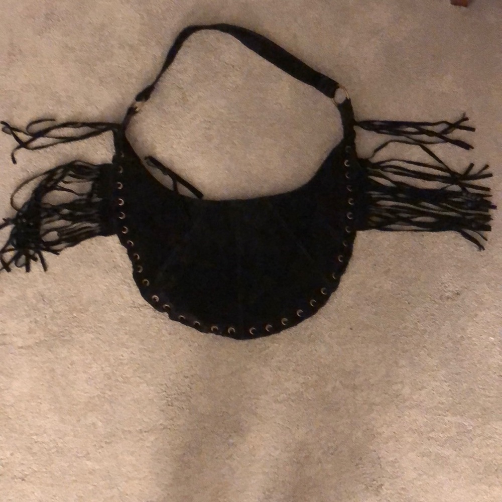Genuine Suede Fringe Hobo Bag